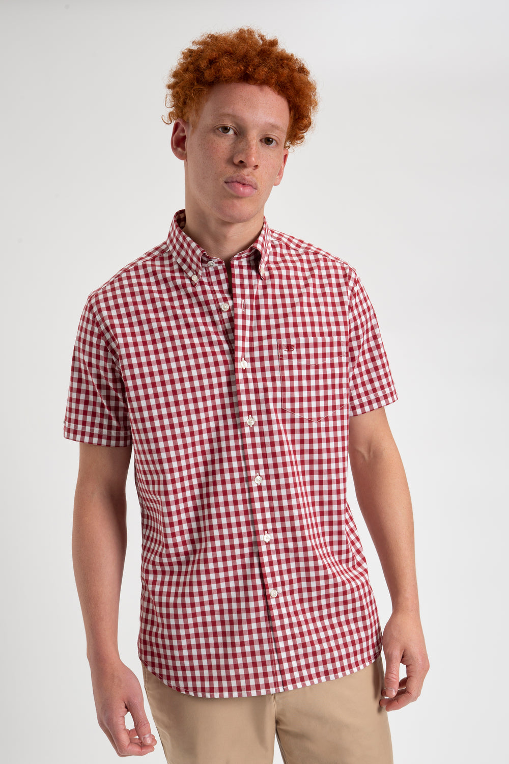 Chemises Ben Sherman Short Sleeve House Poplin Gingham Bordeaux | JCO-98972298